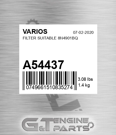 A54437 VARIOS Filter Suitable 8n4901bq