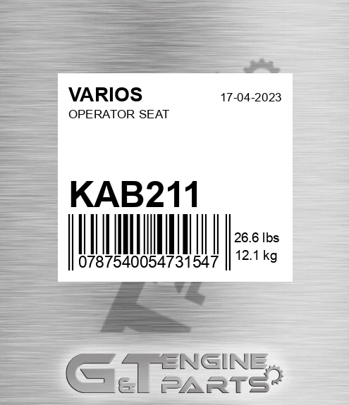 KAB211 Operator Seat for VARIOS