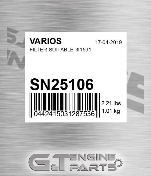 SN25106 Filter Suitable 3i1591 for VARIOS