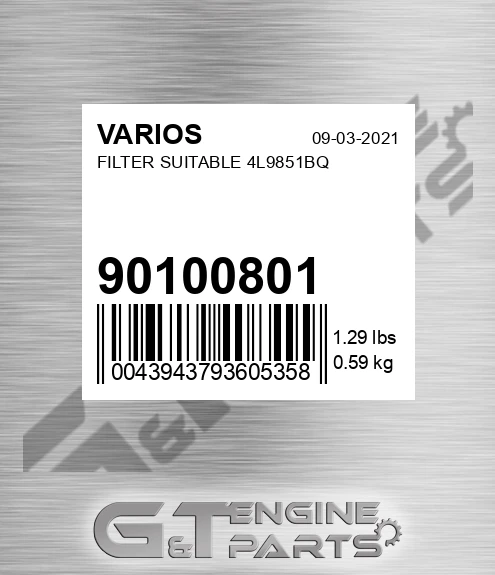 901.00801 Filter Suitable 4l9851bq for VARIOS