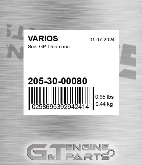 205-30-00080 Seal Gp. Duo-cone
