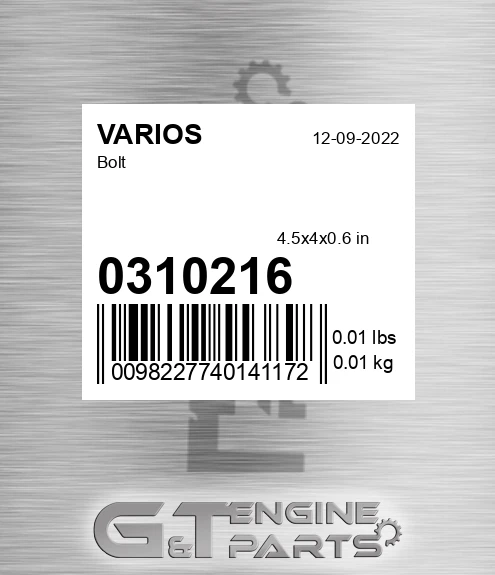 0310216 Bolt for VARIOS