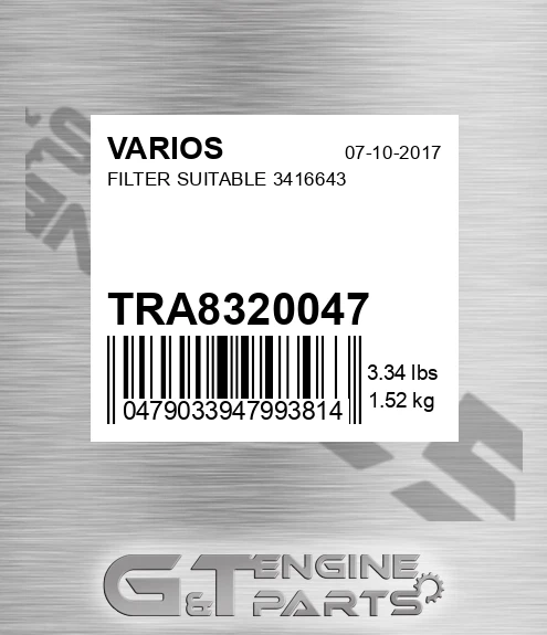 TRA8320047 Filter Suitable 3416643