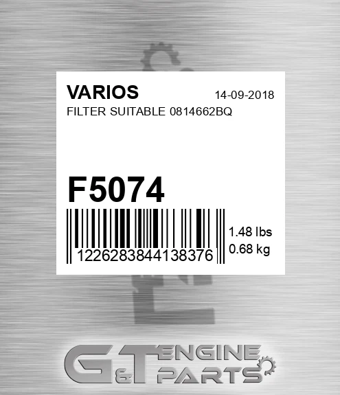 F5074 Filter Suitable 0814662bq for VARIOS