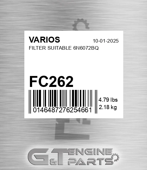 FC262 Filter Suitable 6n6072bq