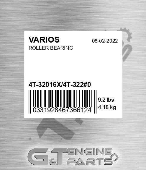 4T-32016X/4T-322#0 Roller Bearing