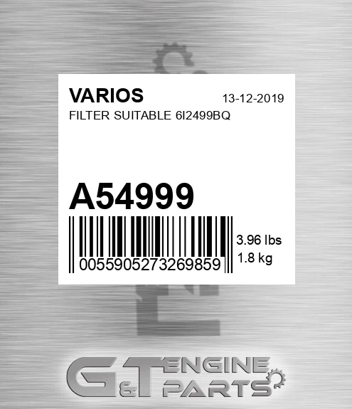 A54999 VARIOS Filter Suitable 6i2499bq