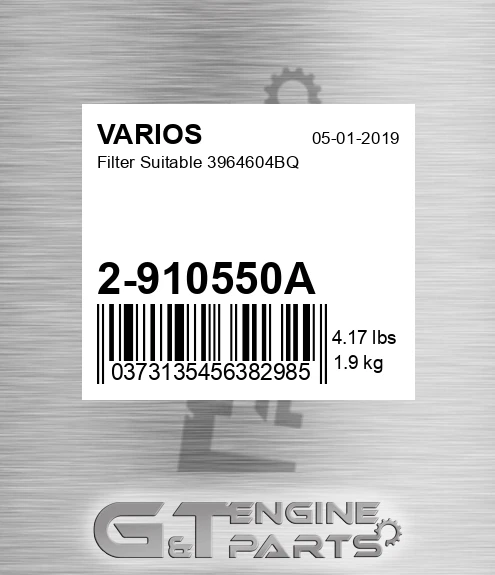 2-910550A Filter Suitable 3964604bq