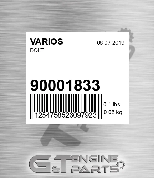 900.01833 Bolt for VARIOS