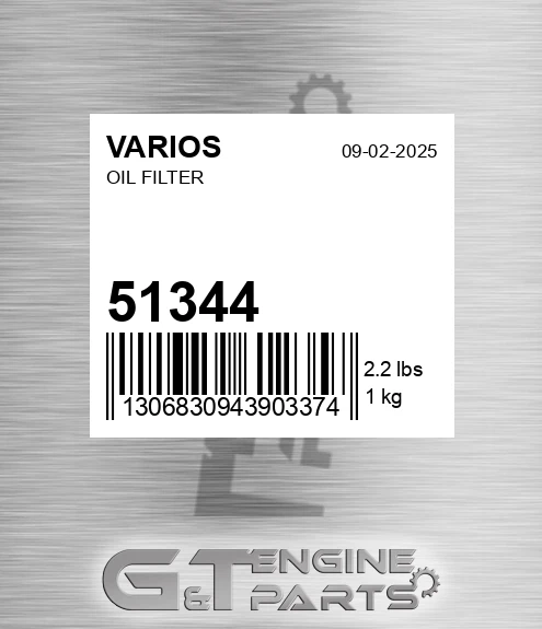 51344 VARIOS Oil Filter