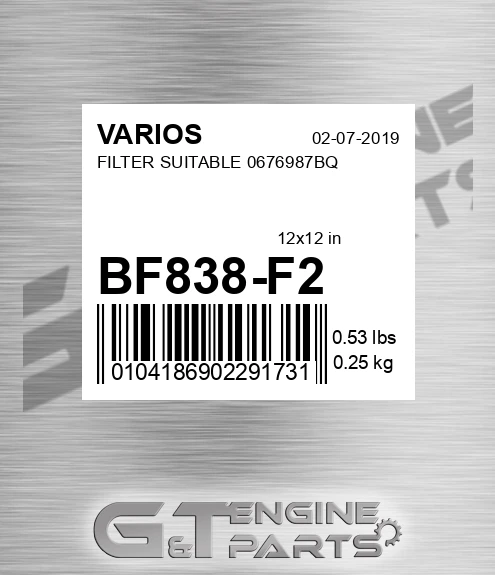 BF838-F2 Filter Suitable 0676987bq