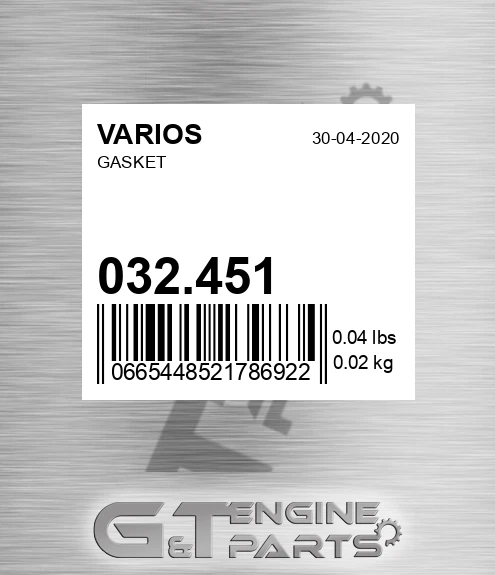032.451 VARIOS Gasket