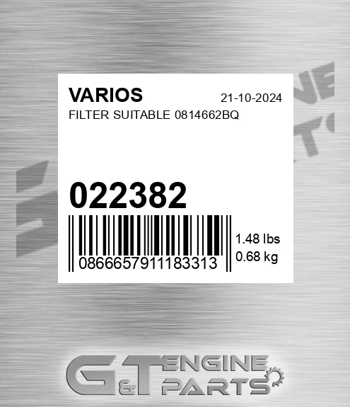 022.382 Filter Suitable 0814662bq for VARIOS