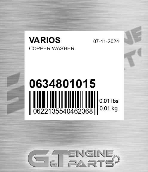 0634801015 VARIOS Copper Washer