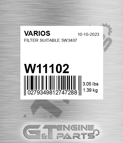 W11102 Filter Suitable 5w3407