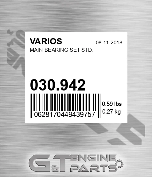 030.942 Main Bearing Set Std.