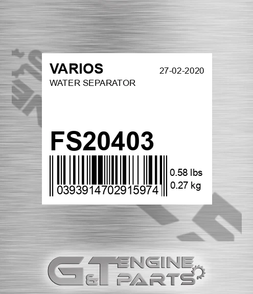 FS20403 VARIOS Water Separator