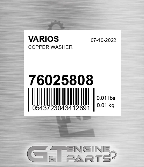 76025808 Copper Washer