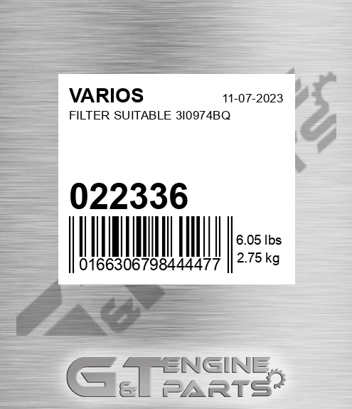 022.336 Filter Suitable 3i0974bq for VARIOS