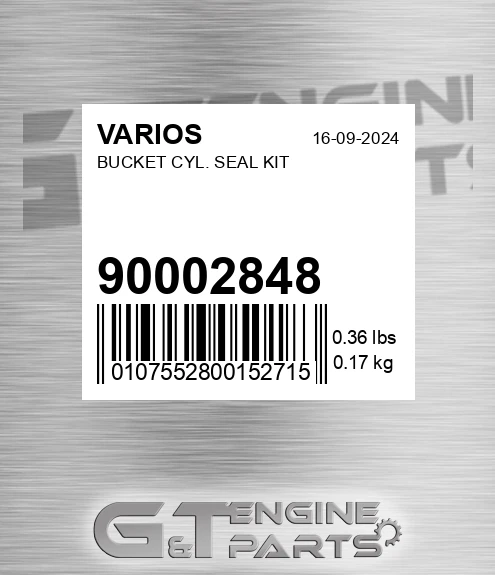 900.02848 Bucket Cyl. Seal Kit