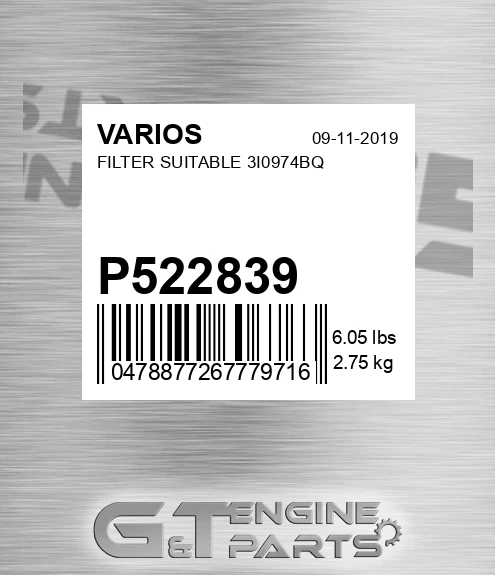 P522839 Filter Suitable 3i0974bq for VARIOS