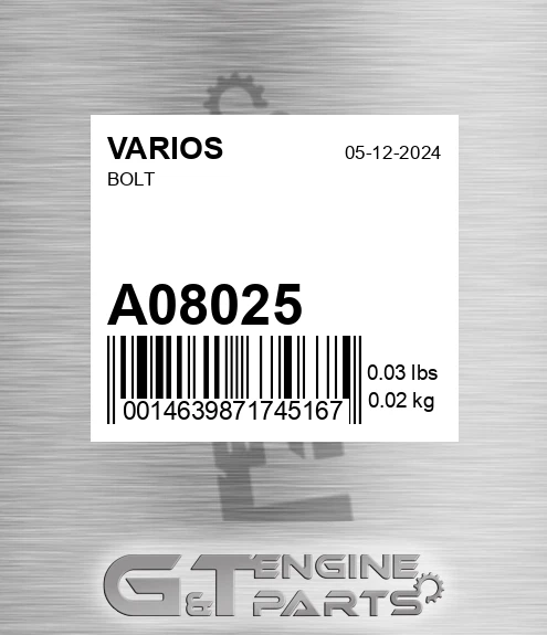 A08025 VARIOS Bolt