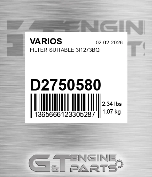 D2750580 Filter Suitable 3i1273bq