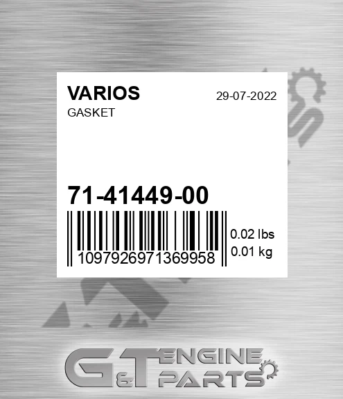 71-41449-00 Gasket