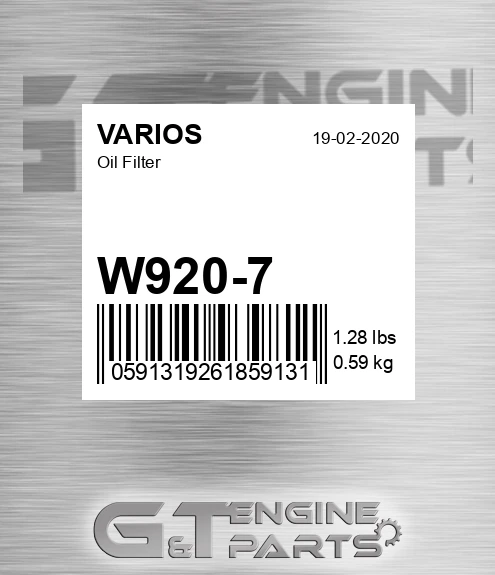 W920-7 Oil Filter