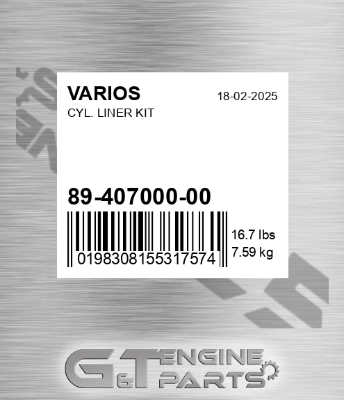 89-407000-00 Cyl. Liner Kit for VARIOS