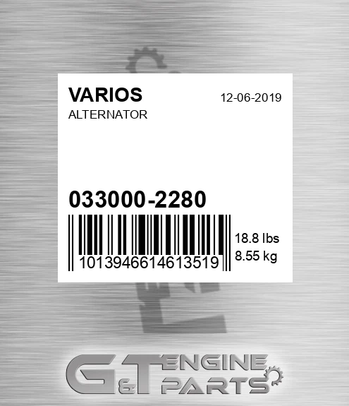 033000-2280+ VARIOS Alternator