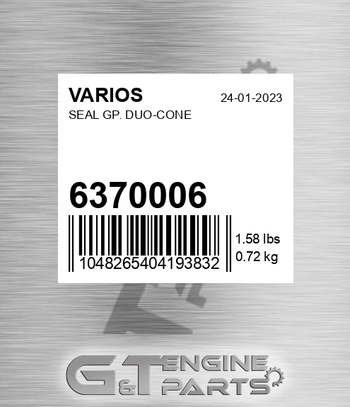 6370006 Seal Gp. Duo-cone for VARIOS