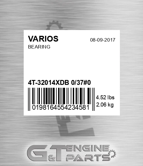 4T-32014XDB+0/37#0 Bearing for VARIOS