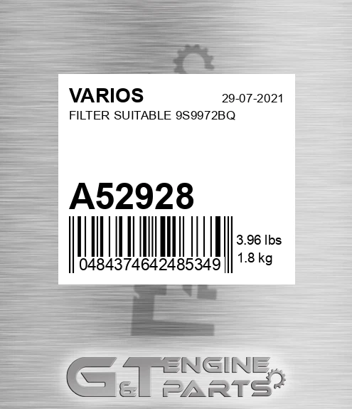 A52928 Filter Suitable 9s9972bq