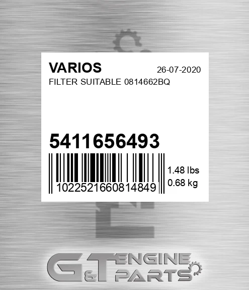 5411656493 Filter Suitable 0814662bq for VARIOS