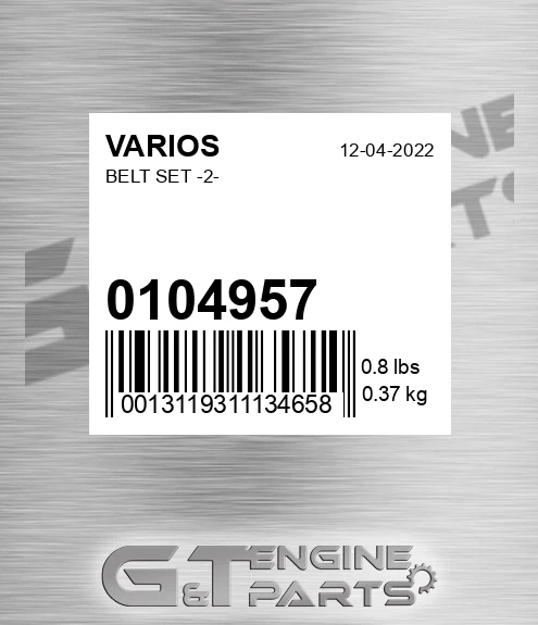 0104957 Belt Set -2- for VARIOS