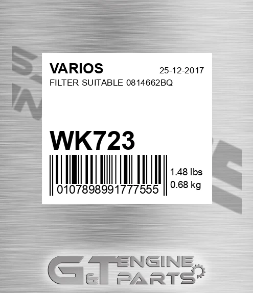 WK723 Filter Suitable 0814662bq