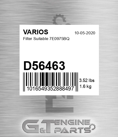 D56463 Filter Suitable 7e0975bq