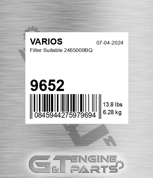 9652 Filter Suitable 2465009bq for VARIOS