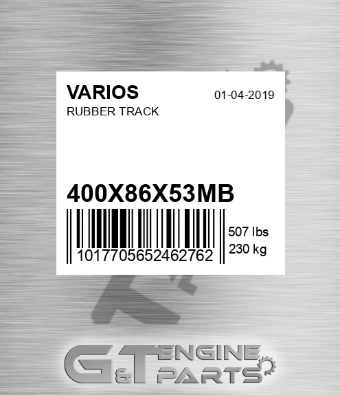 400X86X53MB Rubber Track