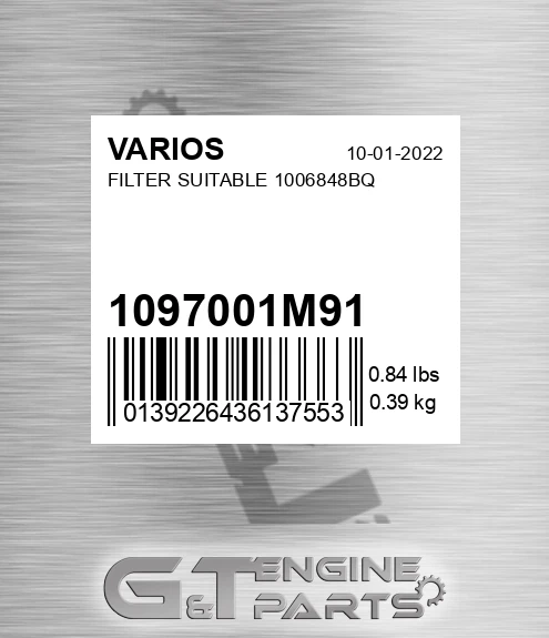 1097001M91 Filter Suitable 1006848bq for VARIOS