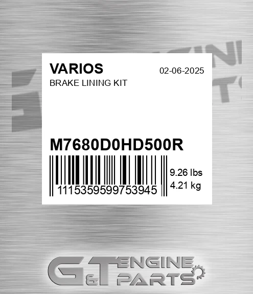 M7680D0HD500R Brake Lining Kit