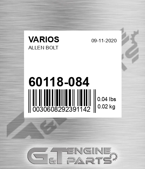60118-084 Allen Bolt for VARIOS
