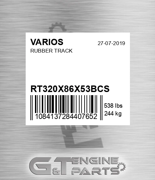 RT320X86X53BCS Rubber Track