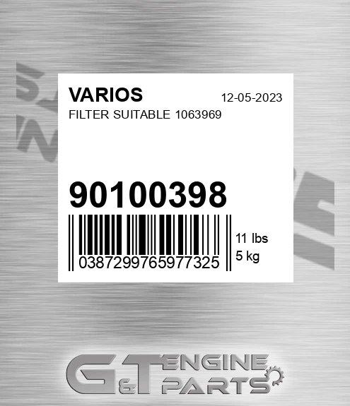 901.00398 Filter Suitable 1063969 for VARIOS