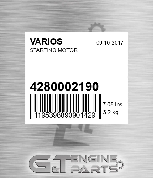 4280002190 VARIOS Starting Motor