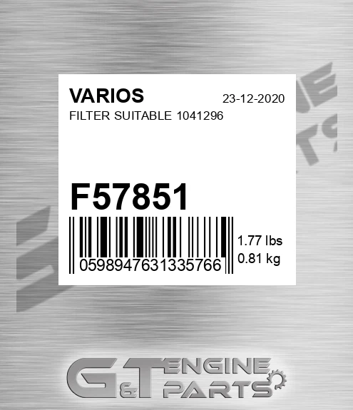 F57851 VARIOS Filter Suitable 1041296