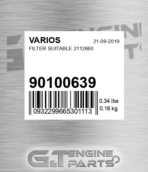 90100639 Filter Suitable 2112660bq