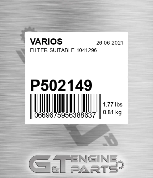 P502149 Filter Suitable 1041296