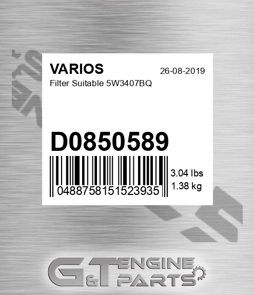 D0850589 VARIOS Filter Suitable 5w3407bq